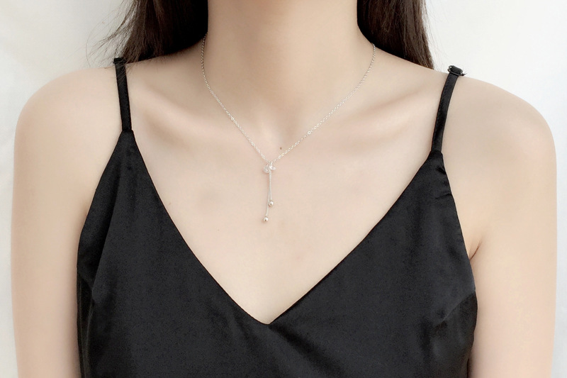 伸缩蛇骨圆珠可调节项链女流苏吊坠简约韩版锁骨链颈链两戴批发