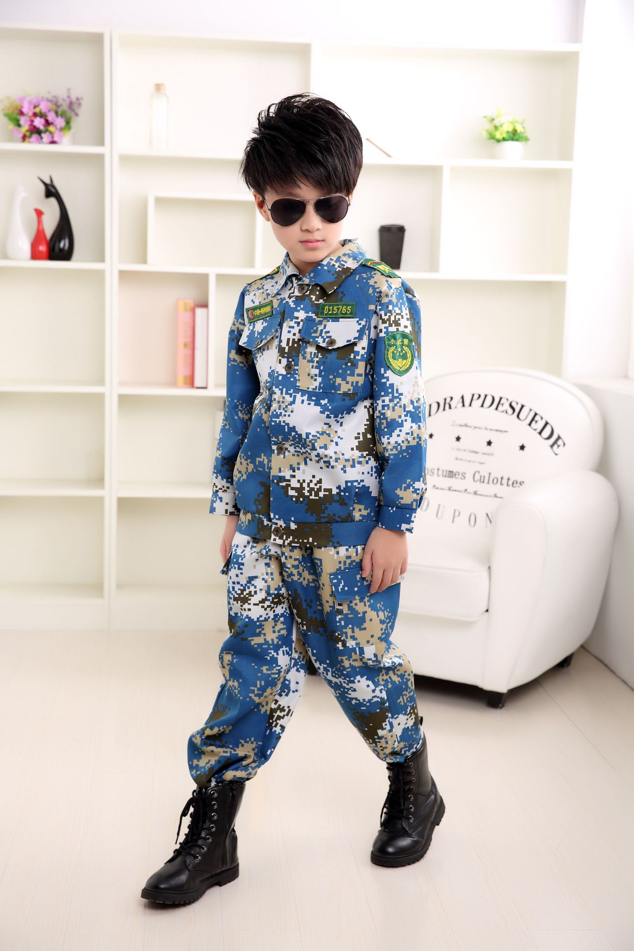 儿童迷彩服套装幼儿中小学生海陆空夏令营演出服男女孩军装儿童迷
