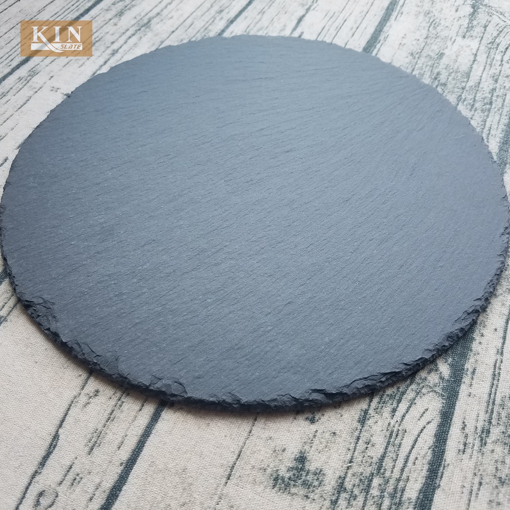 圆形板岩西餐牛排平盘酒店专用石板盘子日韩料理餐盘