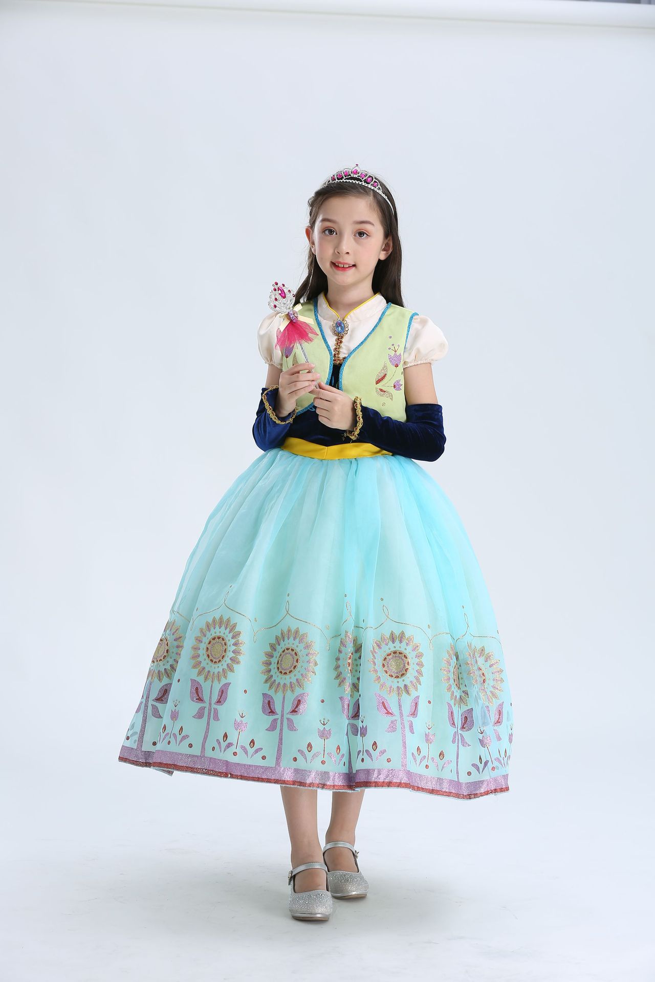 2018新款冰雪奇缘连衣裙安娜anna公主裙礼服蓬蓬裙万圣节表演服