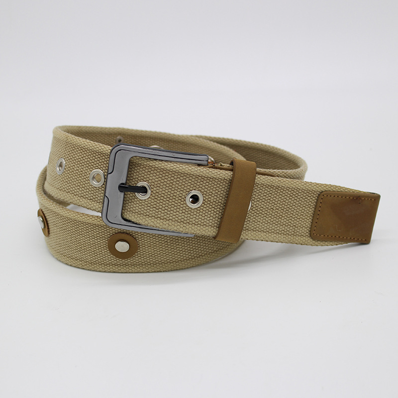 new custom 4.5cm casual washed belt iron polyester cotton single ring imitation nylon pants belt manufacturer wholesale
