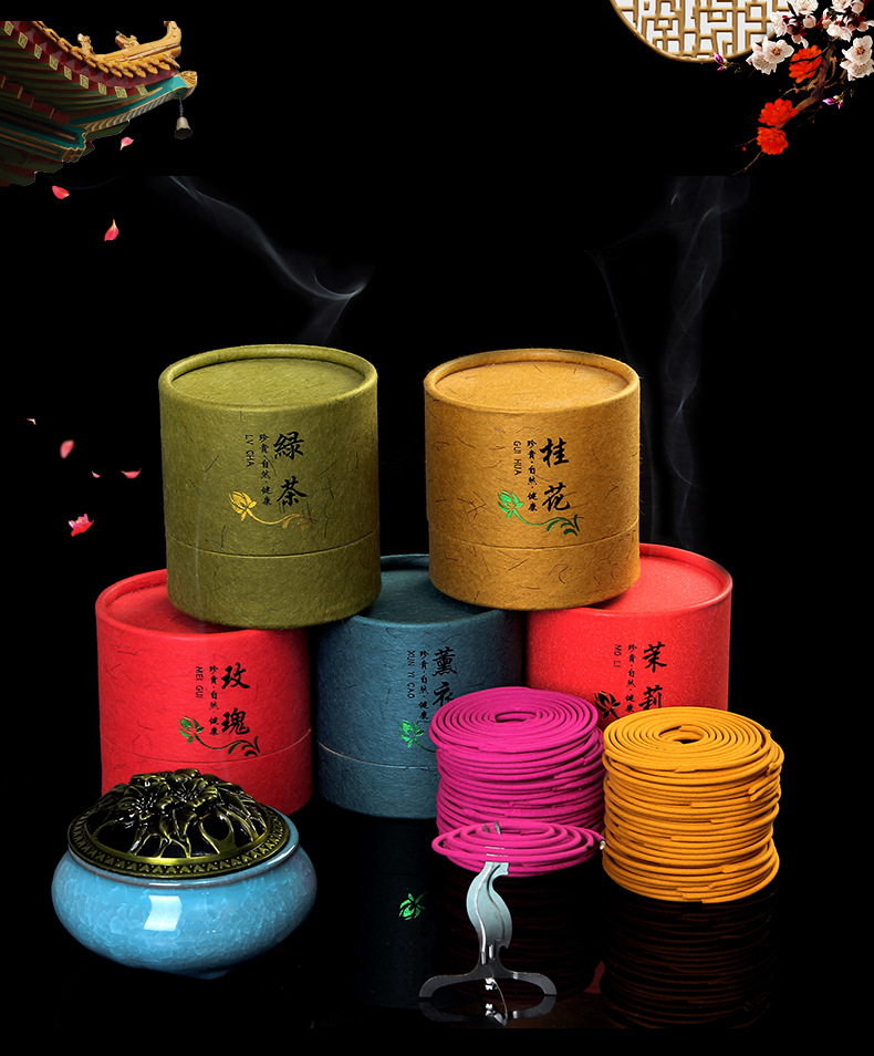 现货花香盘香 厂家直销薰衣草桂花香盘香4小时家居香薰批发