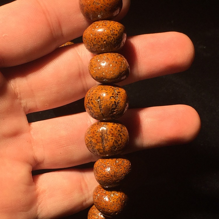 手工打磨金蟾籽手串 高抛元宝金禅子17mm 圣女果菩提子手串