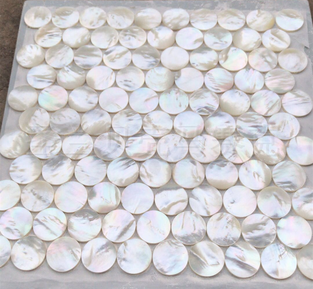白碟贝 圆形贝壳马赛克 厂家直销 30mm圆片 贝壳马赛克 2.8mm