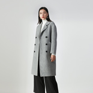 韩版灰色毛呢大衣