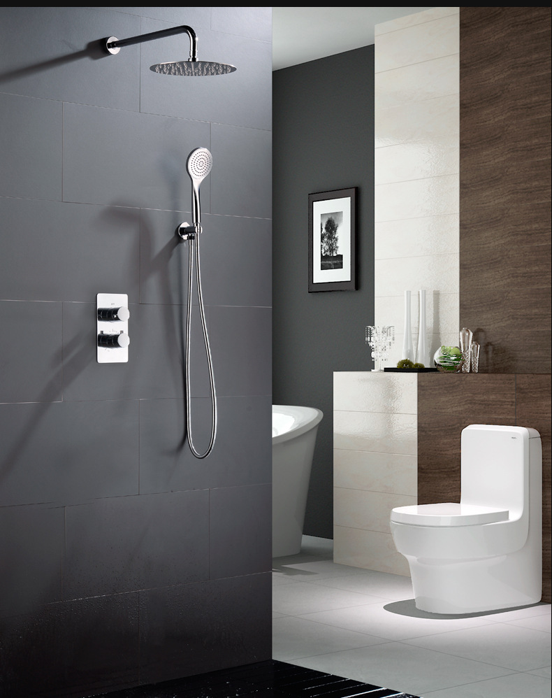 德国全铜冷热恒温暗装淋浴花洒套装 嵌入墙式隐藏淋浴花洒