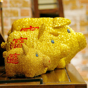 2019农历生肖猪年可爱小金猪公仔毛绒玩具尾牙宴礼物可加loge布标