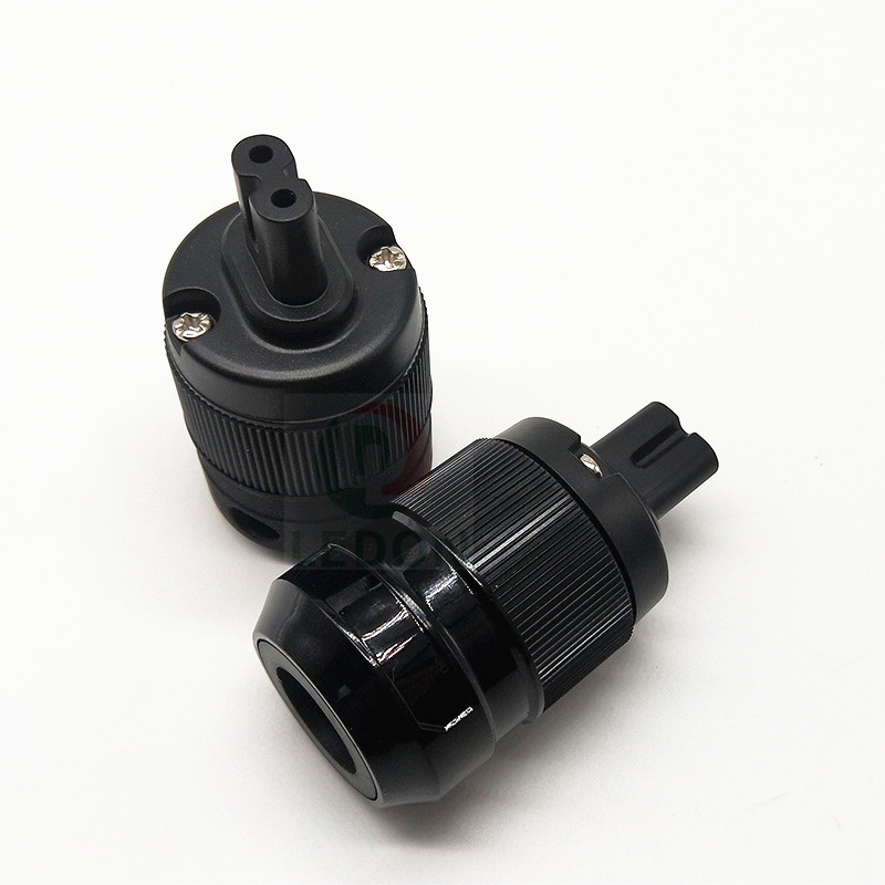 hifi八字尾电源线插头 音响功放两圆孔插头发烧级电源尾插8字