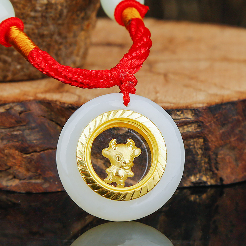 新版金镶玉十二生肖鼠牛虎兔龙蛇马羊猴鸡狗猪金加厚时来运转吊坠