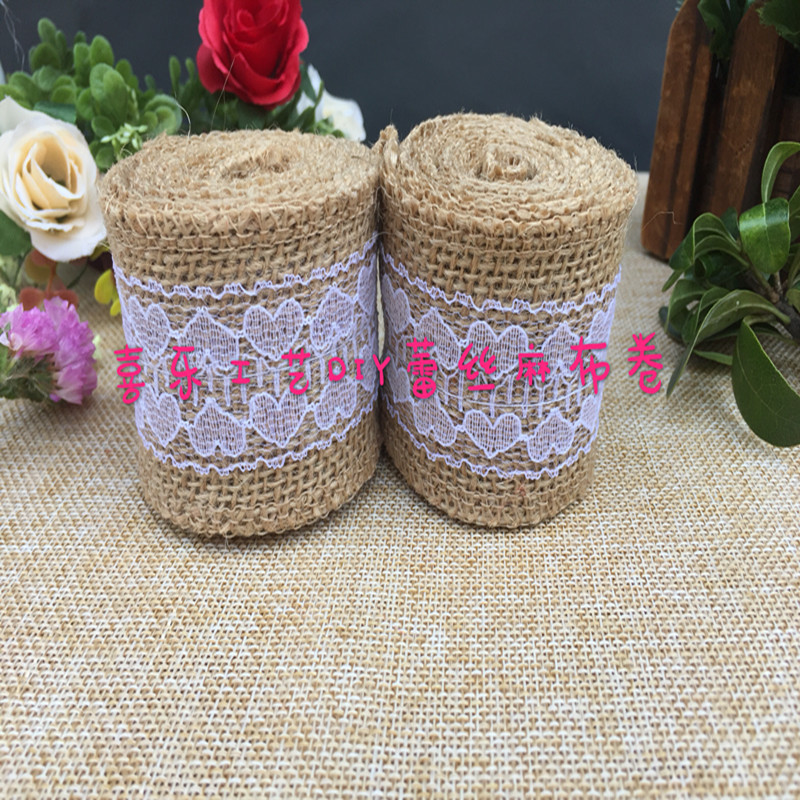 Manufacturers Supply DIY Craft Burlap Roll Lace Burlap Roll 4cm Wide Two Lace Burlap Roll