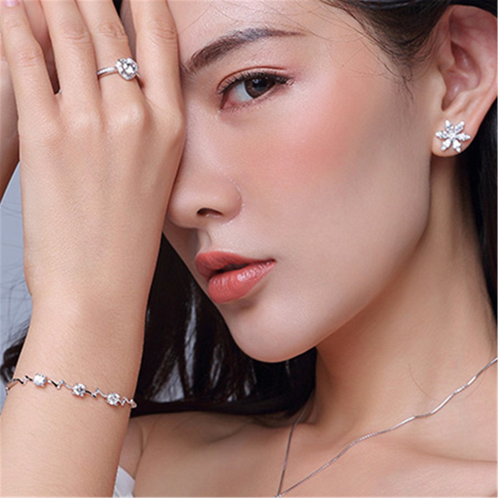 韩版镶锆石银爱心戒指女简约大气潮人学生创意指环情侣钻戒代发