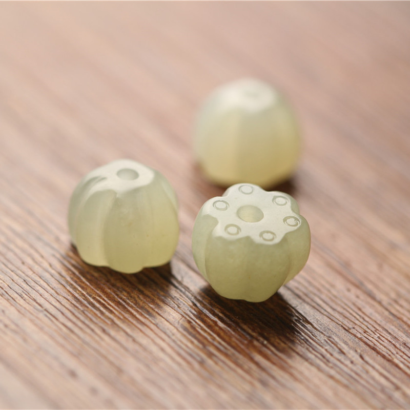 天然正品a货新疆和田玉莲子莲蓬头挂饰佛珠手链diy饰品吊坠