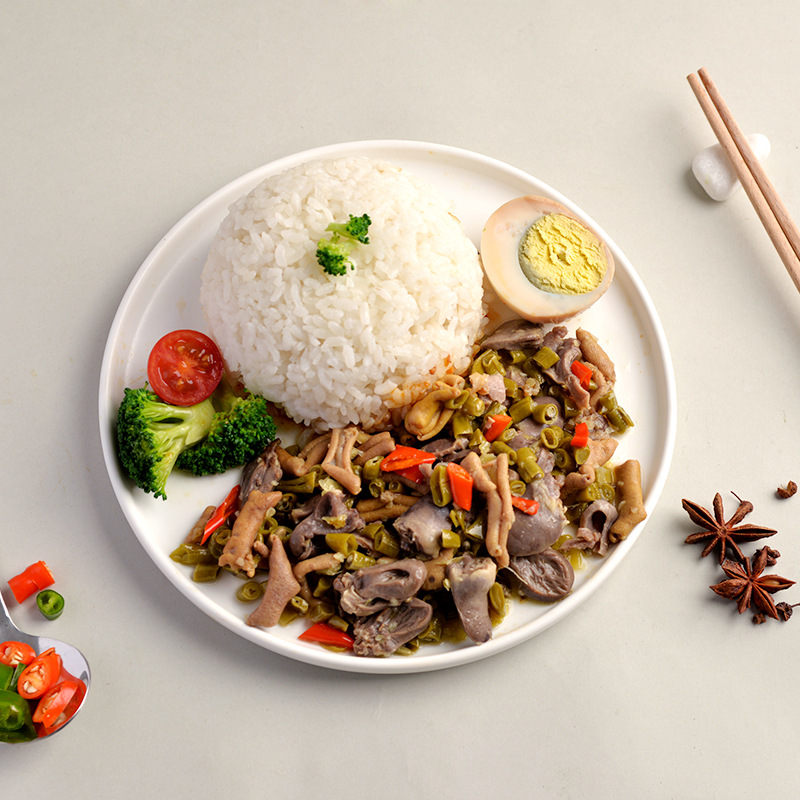 酸豆角炒鸡杂方便快餐盖饭料理包速食菜包料包调理包半成品菜美食