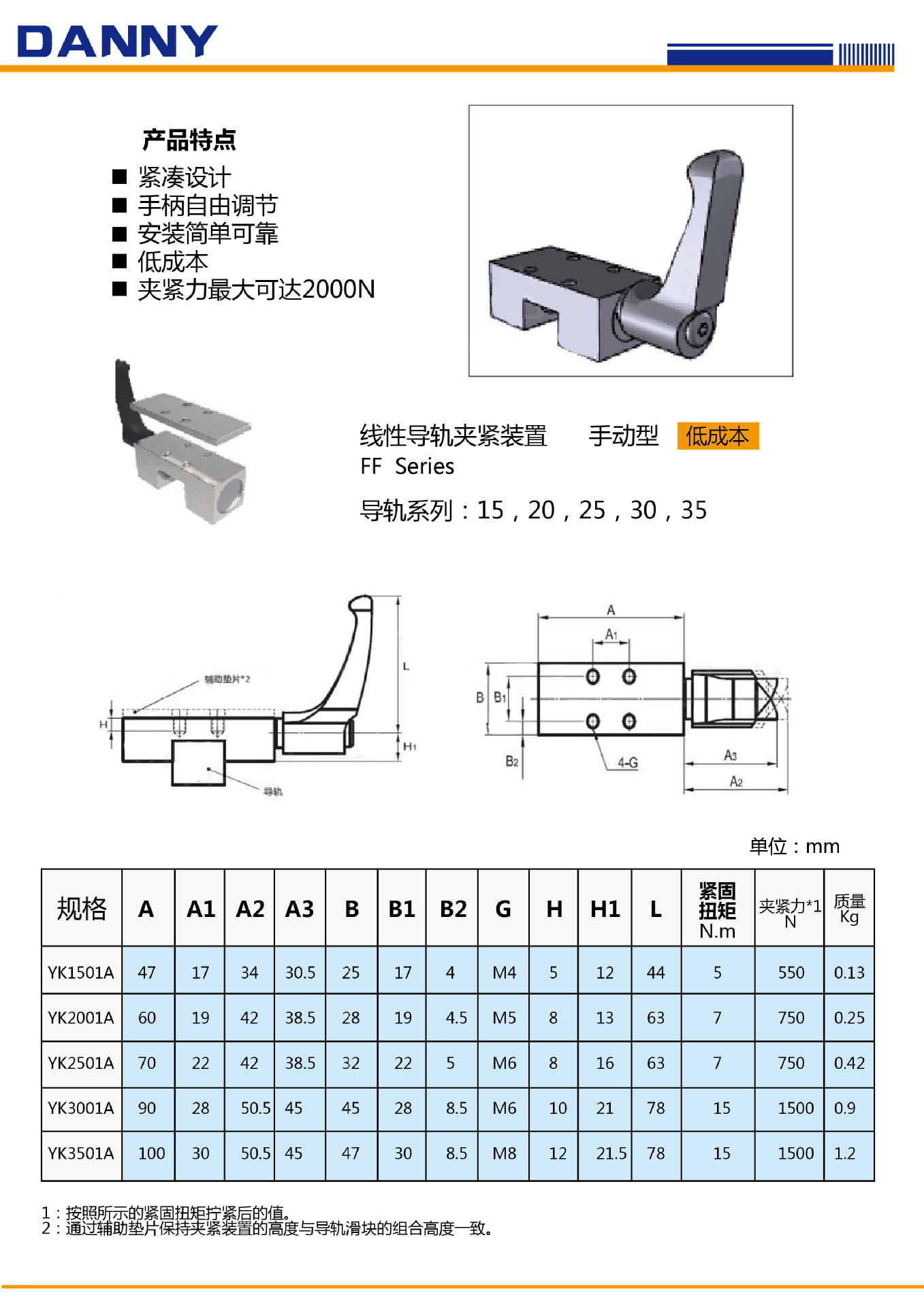 供应上银导轨自锁/滑块加紧器 规格齐全