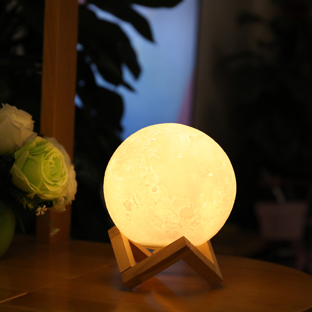 亚马逊外贸月球灯led充电非3d打印月亮灯家居装饰台灯拍拍小夜灯