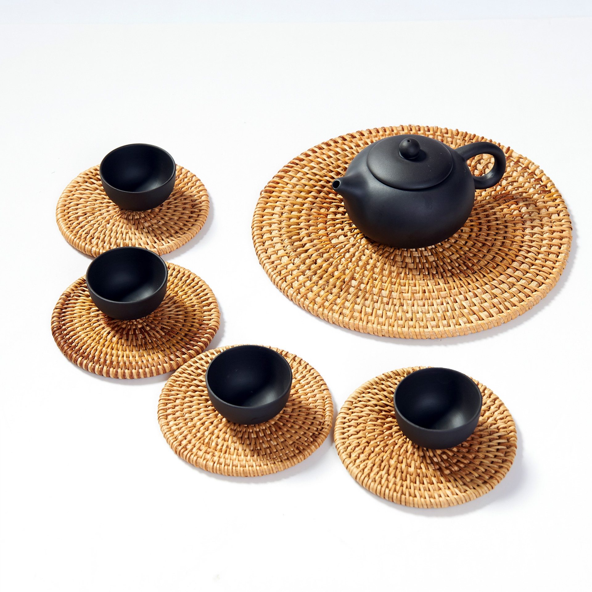 藤编茶杯垫越南秋藤茶托藤编隔热垫锅碗垫茶壶垫手作编织藤艺垫