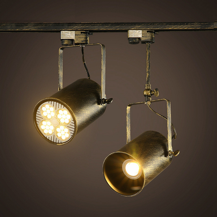 包邮复古工业风餐厅咖啡厅吧台服装店吸顶长杆射灯led轨道聚光灯