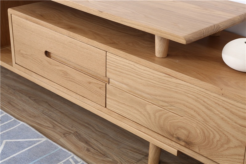 北欧茶几电视柜组合简约现代原木色伸缩客厅电视机地柜实木电视柜