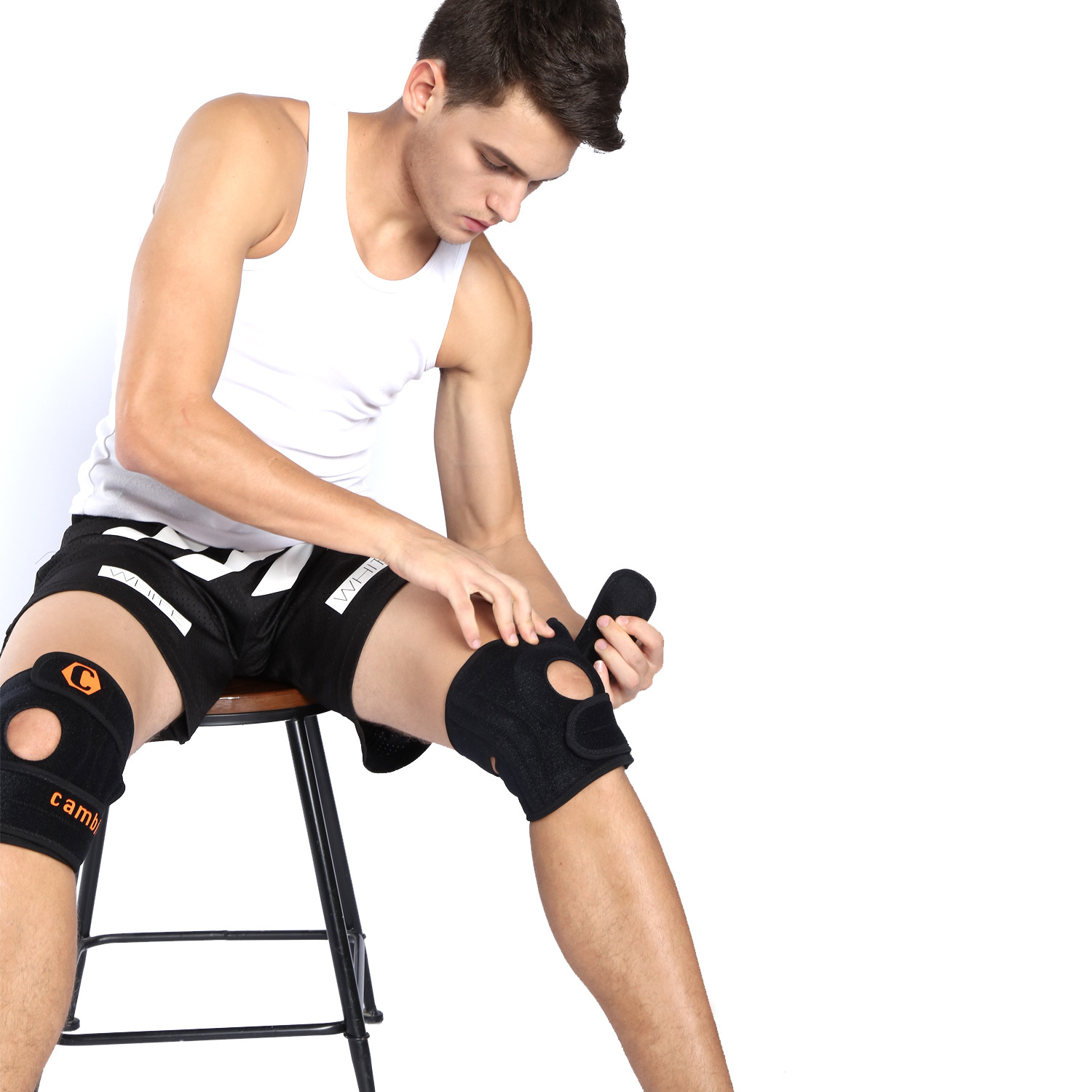 户外运动四弹簧护膝 户外健身护具骑行篮球护膝 骑行护具足球代发