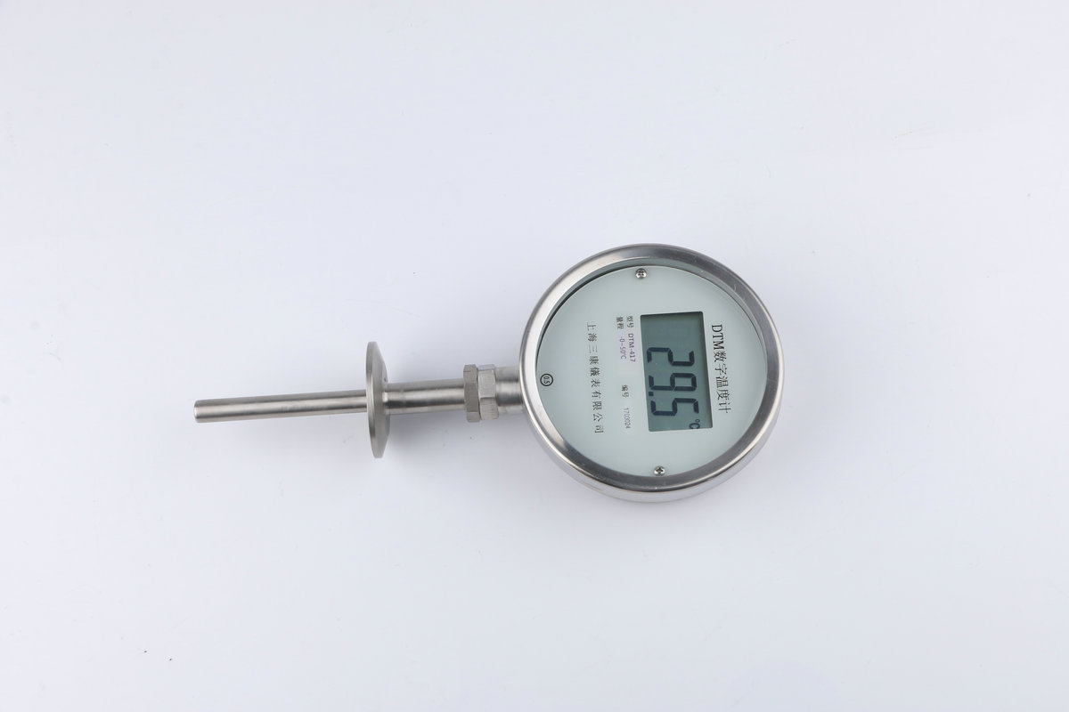 数显温度计带探头dtm-417 径向型卡盘连接安装 数显温度计