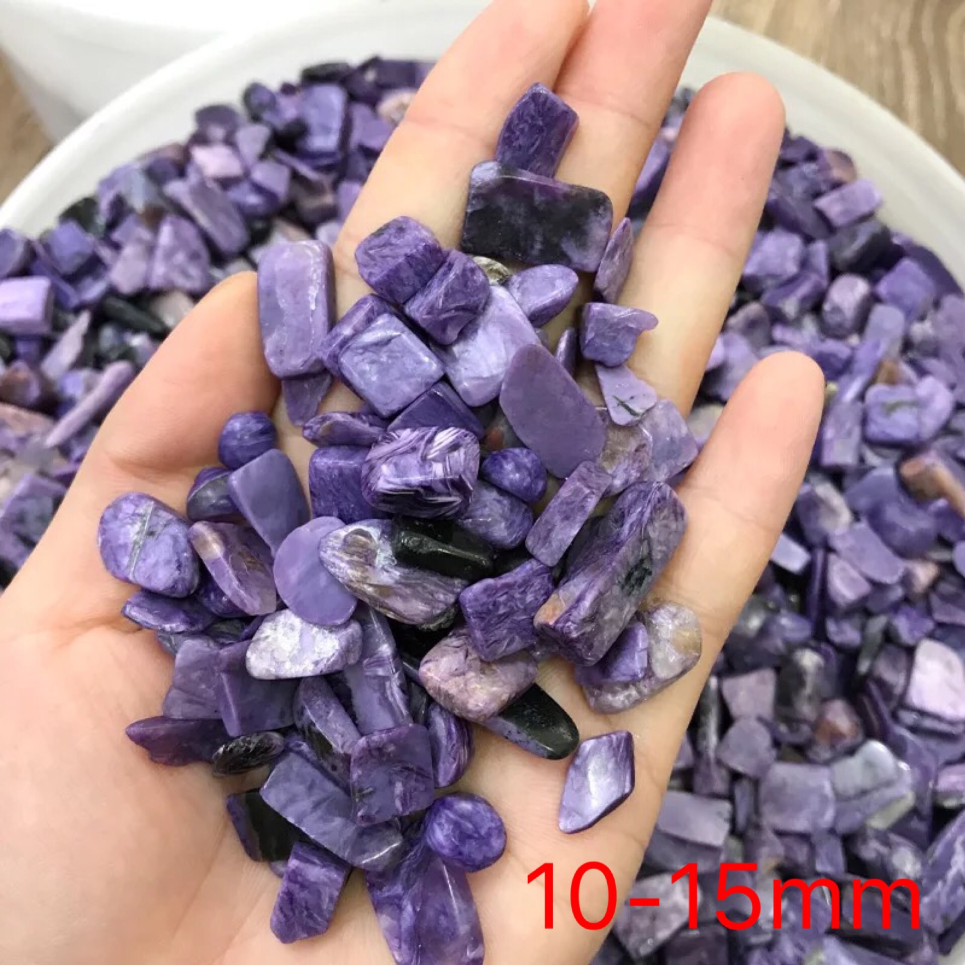 紫龙晶碎石 天然紫龙晶碎料 俄罗斯紫龙晶批发 长10-15mm每100克
