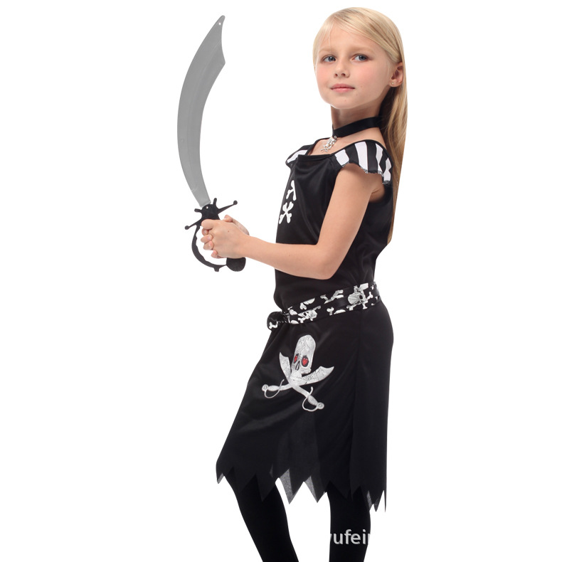 万圣节儿童服装 表演演出男女童加勒比海盗船长衣服 儿童海盗服装