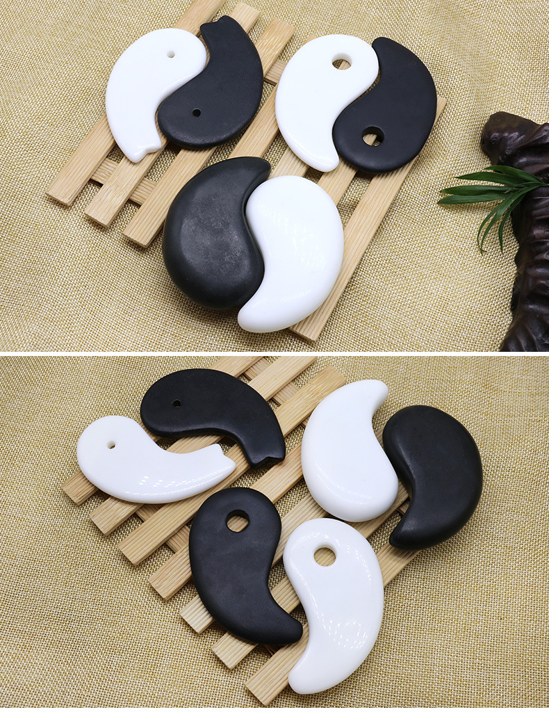 黑白阴阳鱼刮痧板按摩八卦太极椎太极点穴推拿刮痧板能量石