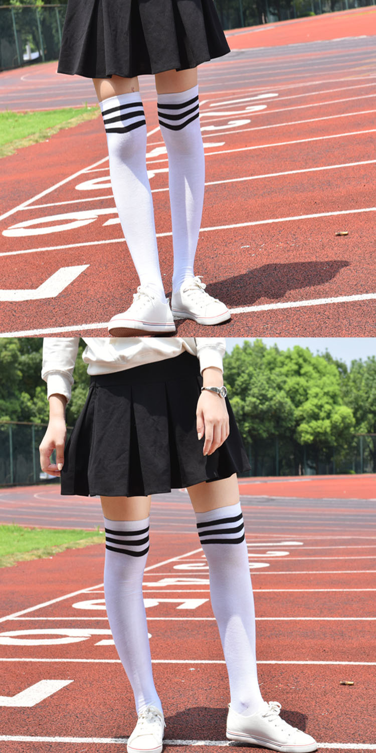 过膝袜长筒长袜子女韩国学生中筒日系高筒袜学院风韩版防滑大腿袜
