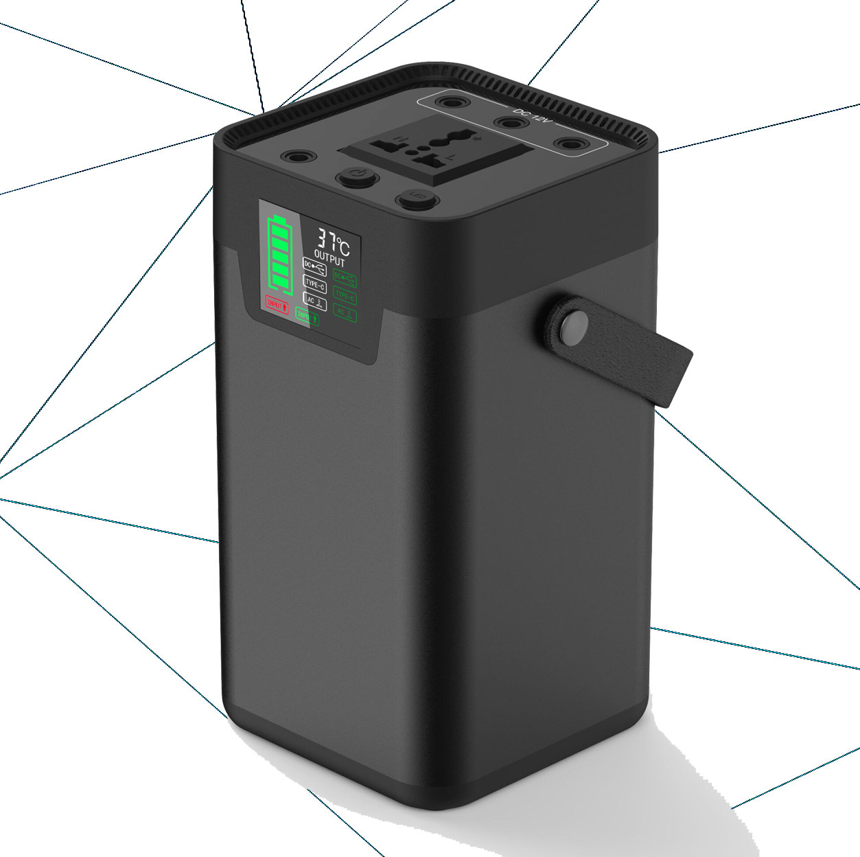 110v/220v 黑色铝合金纯正弦波储能逆变笔记本电源usb/dc/ac输出