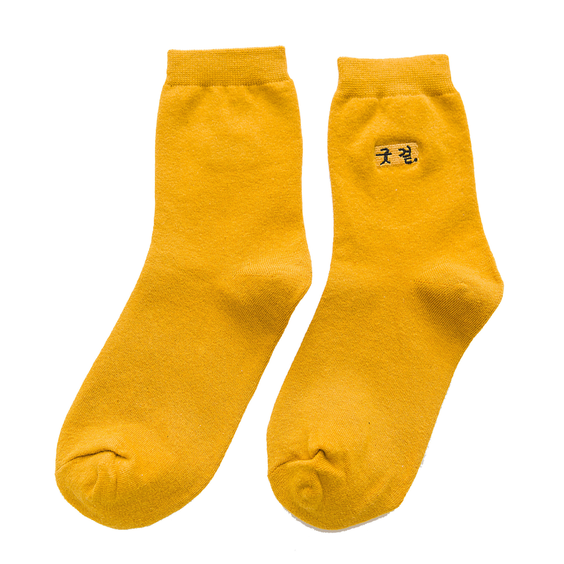 袜子女纯棉中筒堆堆袜春夏秋冬季韩版韩文刺绣学院风韩国百搭长袜