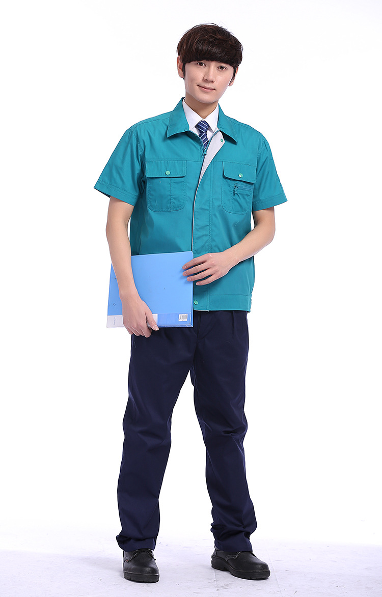 夏季短袖工作服套装薄款吸汗透气工厂车间半袖劳保工程服工装包邮