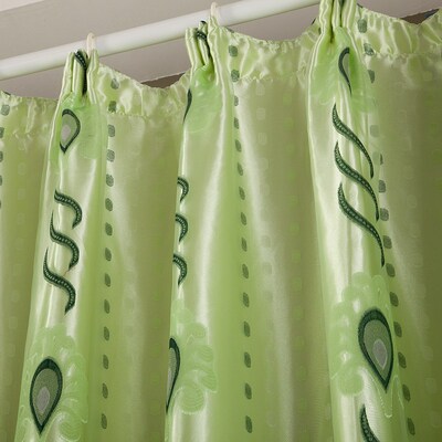 窗帘成品特价清新绿色窗帘加绣花窗纱一体加工欧式外贸尾货清库存