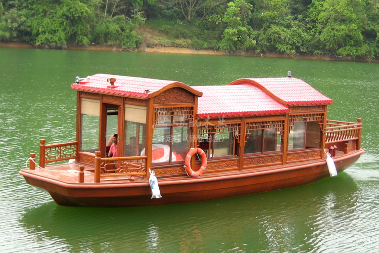 苏航牌厂家供应玻璃钢画舫船小型木质画舫餐饮船公园休闲观光船