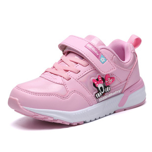 女童鞋秋冬皮面运动鞋儿童女鞋2018新款卡通波鞋运动休闲公主鞋女