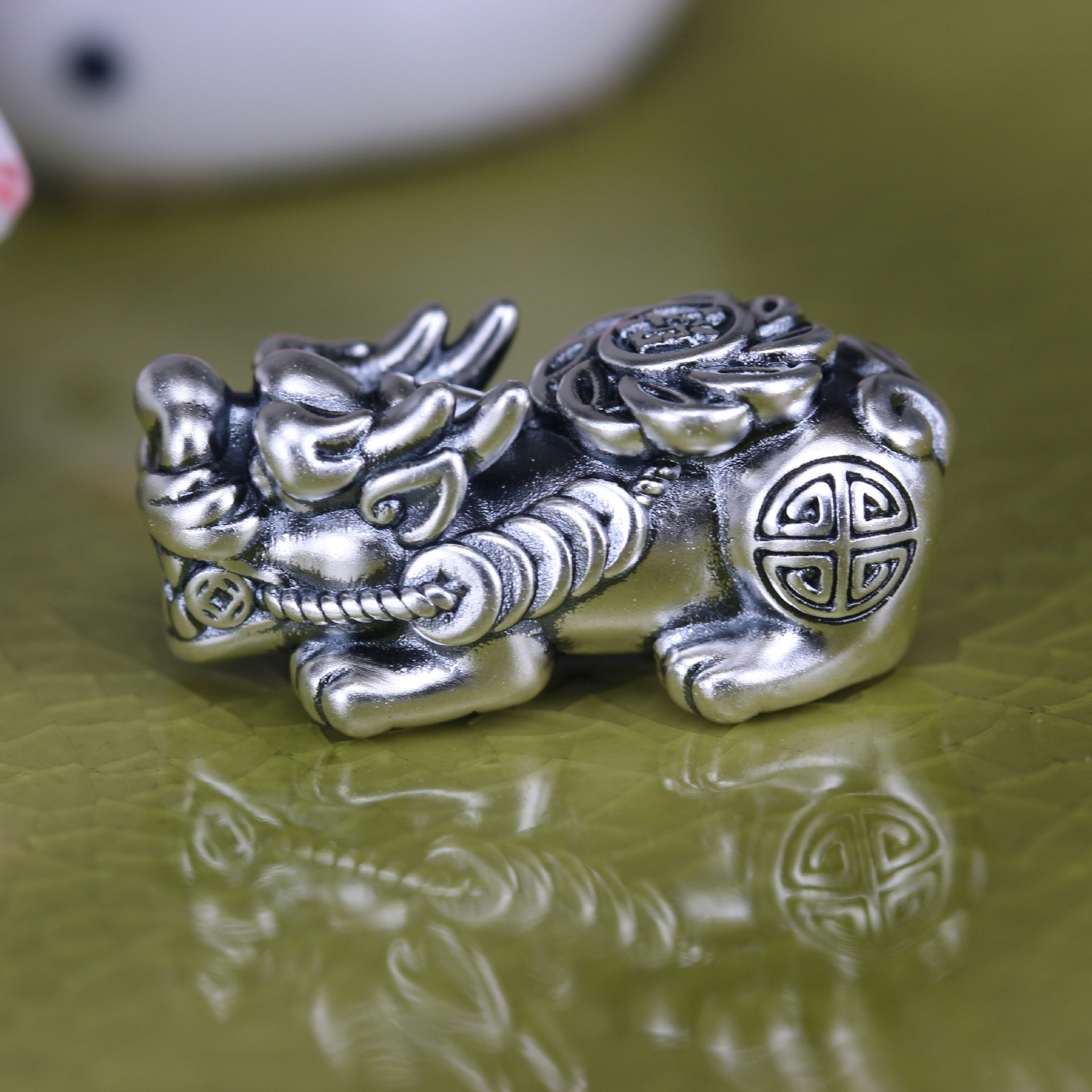 新款3d硬银财运貔貅 999纯银复古风八方来财贵气貔貅 手串配饰珠