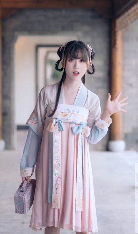 中华少女古装汉服齐胸襦裙绣花仙女裙改良版古风日常汉元素lolita