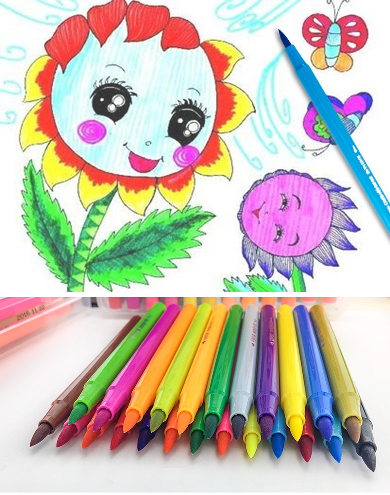 英雄儿童彩色软笔水彩笔套装无毒可水洗绘画填色涂鸦秀丽彩笔批发