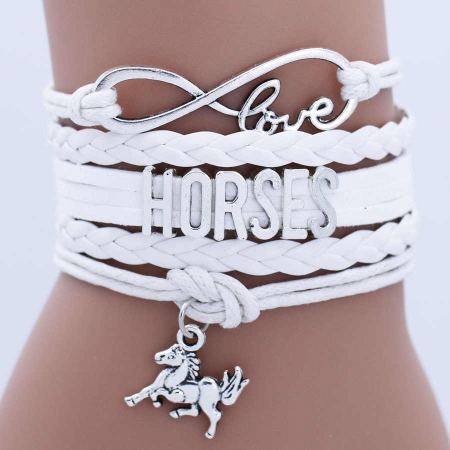 Wish Hot Sale Horse Letter Multi-Layer Bracelet Alloy Horse Pendant Handmade Bracelet Foreign Trade Small Commodity