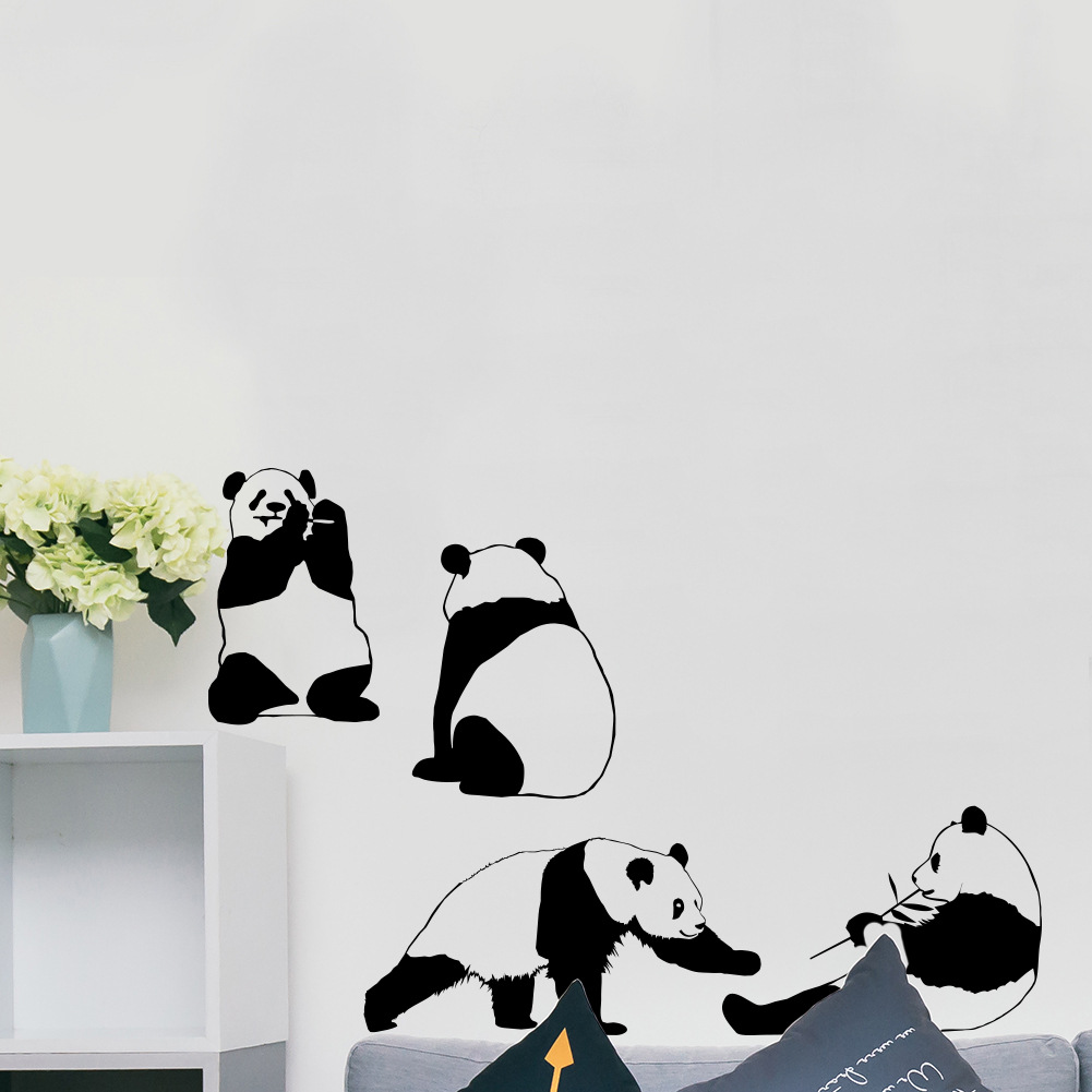 精雕墙饰热卖熊猫吃竹子可爱大熊猫国宝电视背景墙贴家居装饰