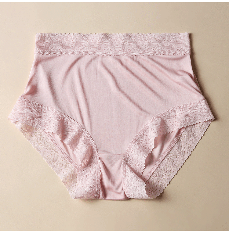 女士三角裤-桑蚕丝真丝女纯色内裤 高腰无痕超细双面针织大码 透气