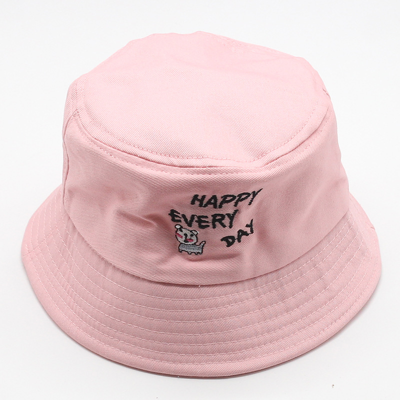 Korean Style Boys and Girls Embroidered Letters Foldable Fisherman Hat Baby Spring and Summer Sun Protection Hat Children's Fashion All-Matching Bucket Hat