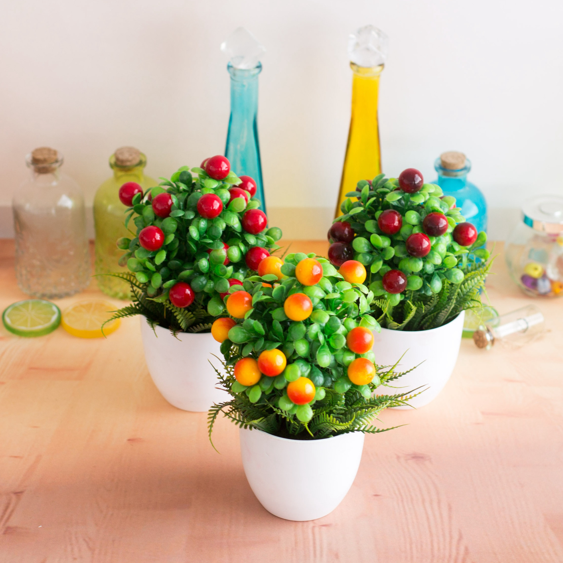 仿真植物盆栽仿真水果家居装饰六叉富贵果招财果如意吉祥果