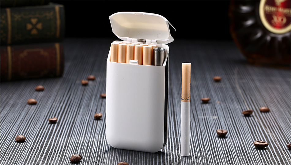 跨境606多功能烟盒打火机充电防风创意防潮20只装细烟10只装粗烟