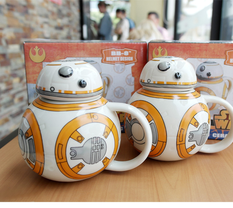 星球大战starwars创意动漫周边bb8机器人咖啡杯陶瓷杯带盖马克杯