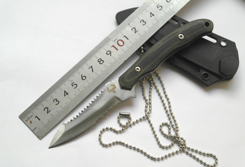 批发 刀具户外军刀猎刀 求生多功能野营小直刀 锯木刮鱼鳞刀