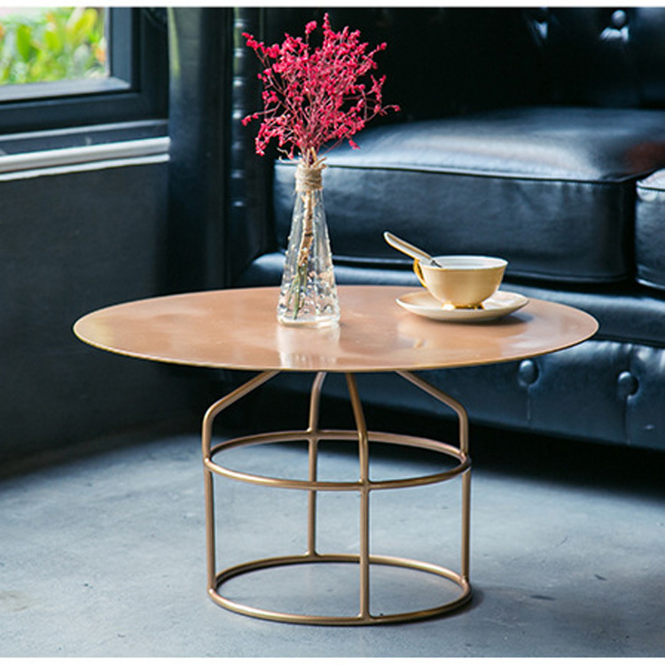 北欧简约客厅铁艺小茶几 卧室沙发金色边几咖啡厅酒吧休闲小圆桌