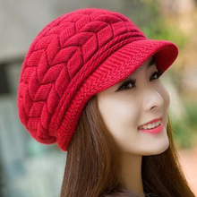 帽子女潮韩国中年女士冬季妈妈针织帽冬天鸭舌帽秋冬款护耳毛线帽