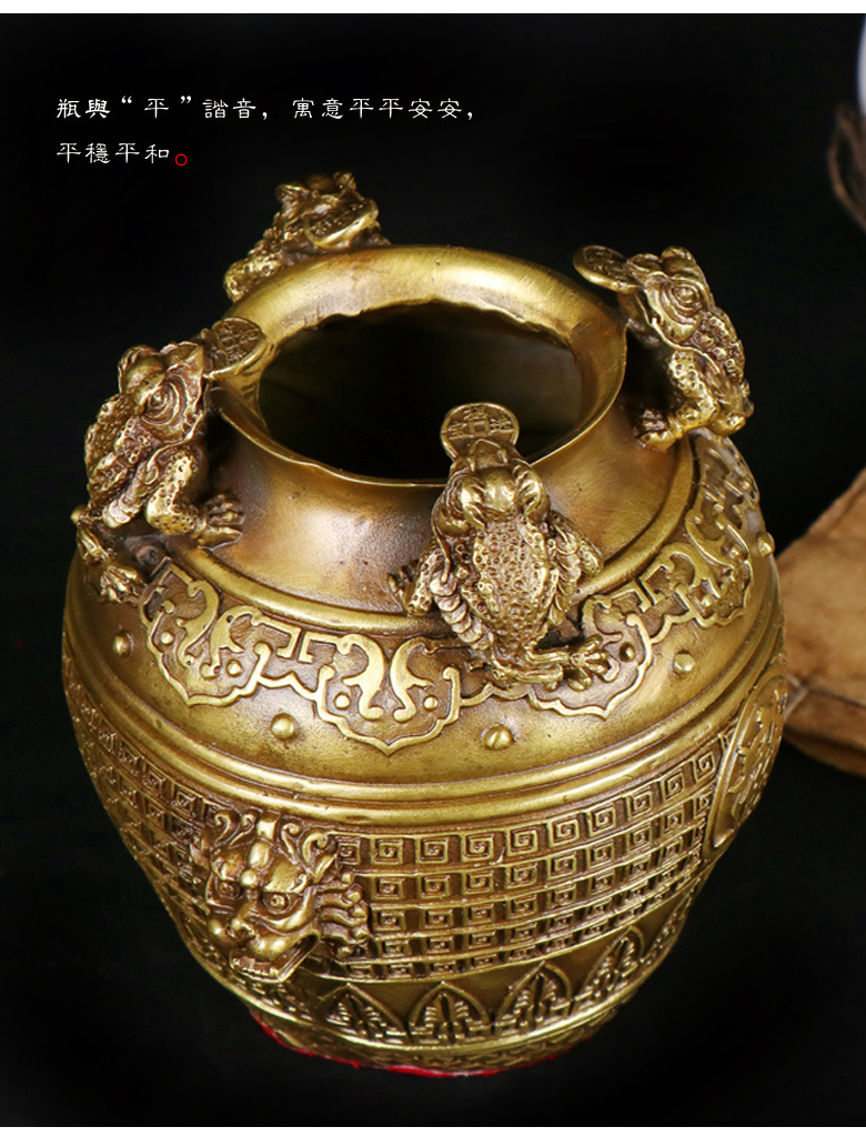 杨铜记 纯铜四方 四蟾缸 四方纳财 聚宝盆摆件装饰工艺品开业礼品