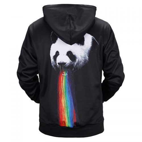 亚马逊2018秋冬新款熊猫情侣服装数码3d印花连帽卫衣潮牌男装