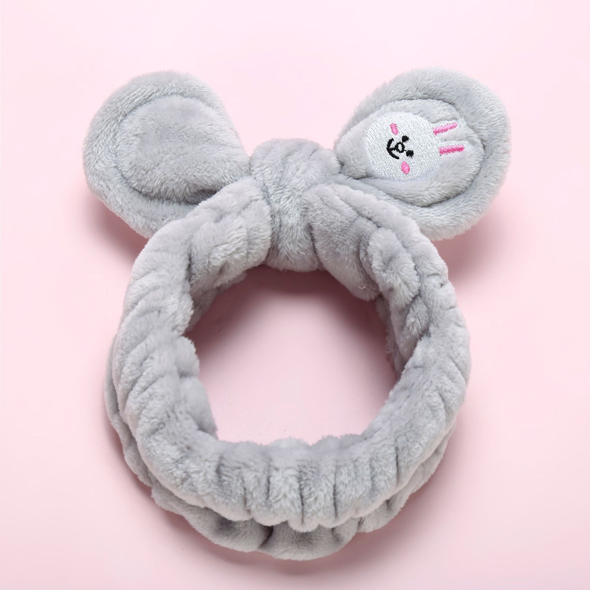 新款宽边头带超萌可爱刺绣立体兔耳朵发带洗脸化妆面膜毛绒束发带